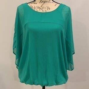 FREE with purchase! Express dolman blouson v-back top lined green S
